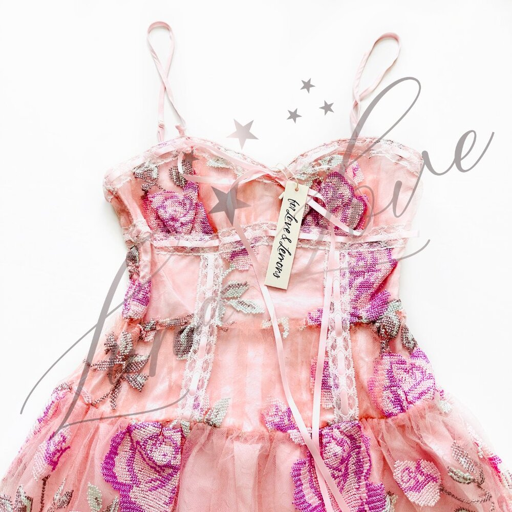 FOR LOVE & LEMONS Emmeline Embroidery Ruffle Mini Dress NWT - Picture 5 of 14